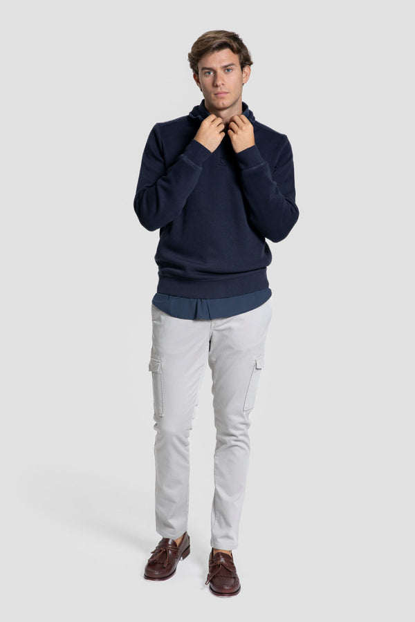 Sudadera Cuello Cremallera Marino