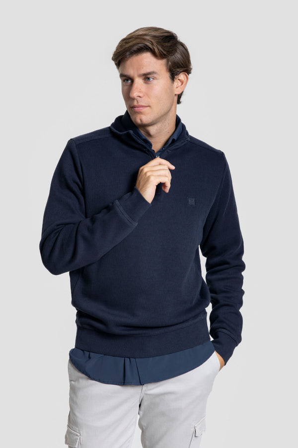 Sudadera Cuello Cremallera Marino