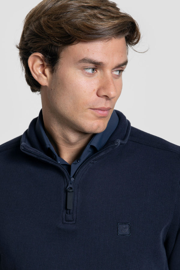 Sudadera Cuello Cremallera Marino