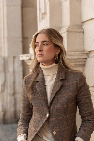 Chaqueta Tweed Marrón Cuadros