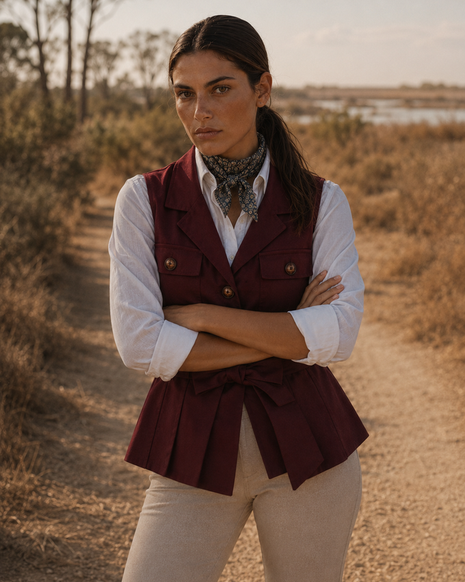 Chaleco Peplum Burdeos