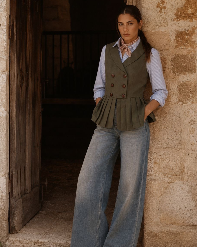 Chaleco Kaki Cruzado Peplum
