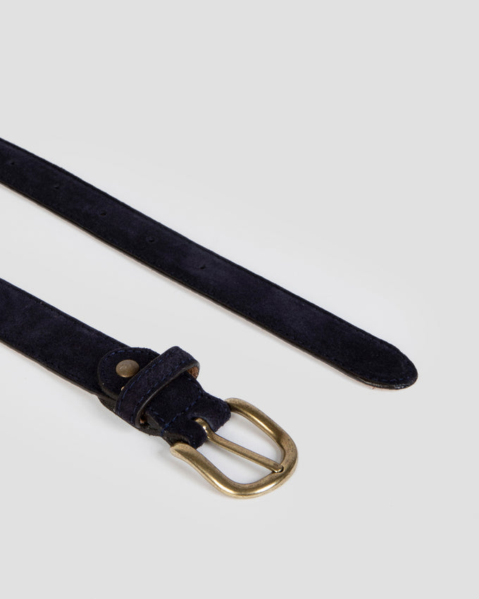 Navy Suede Thin Belt