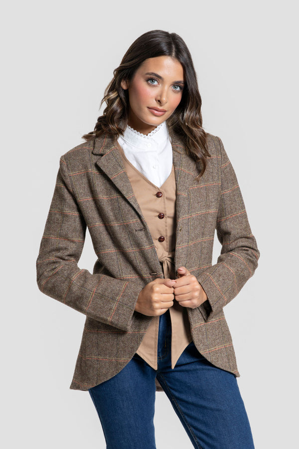 Chaqueta Tweed Marrón Cuadros