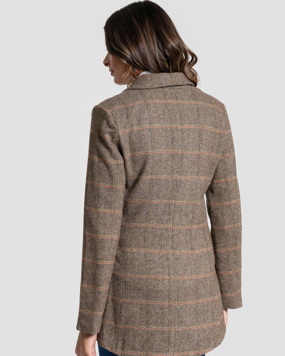 Casaco xadrez de tweed castanho
