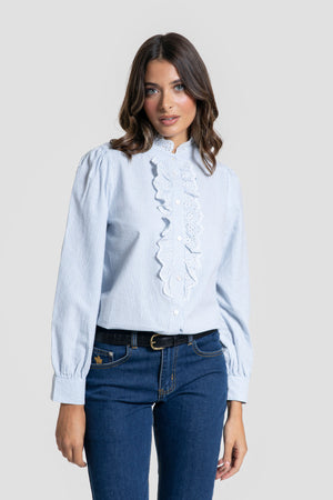 Camisa Volantes Celeste