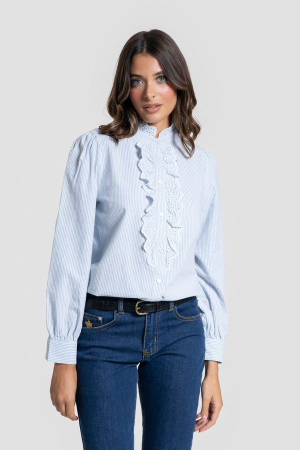 Camisa Volantes Celeste