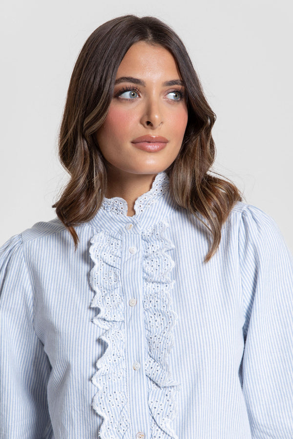 Camisa Volantes Celeste