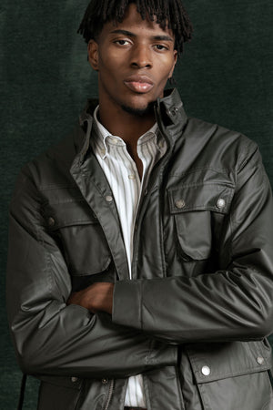 Chaqueta Encerada Cinturón Kaki