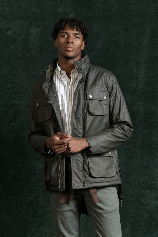 Chaqueta Encerada Cinturón Kaki