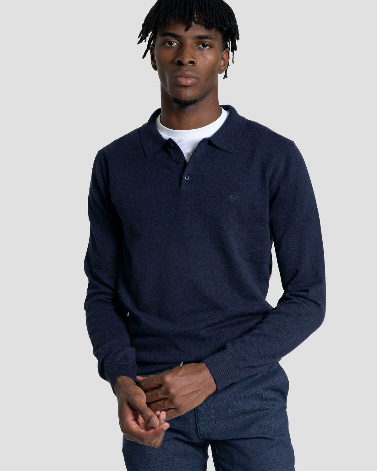 Polo Manga Larga Marino