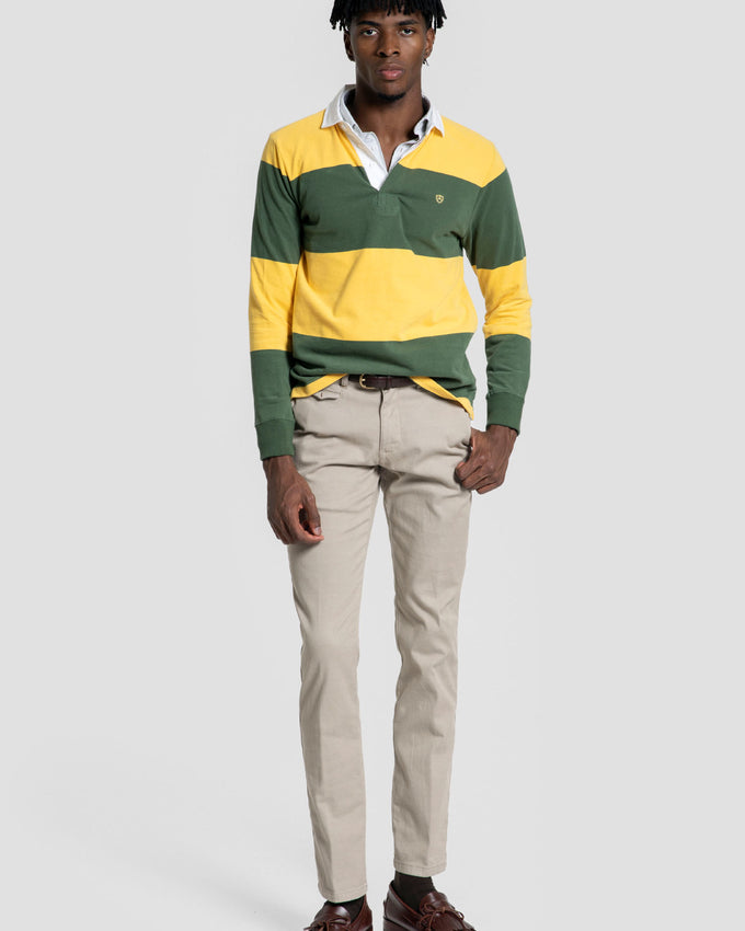 Polo Manga Larga Rayas Amarillo