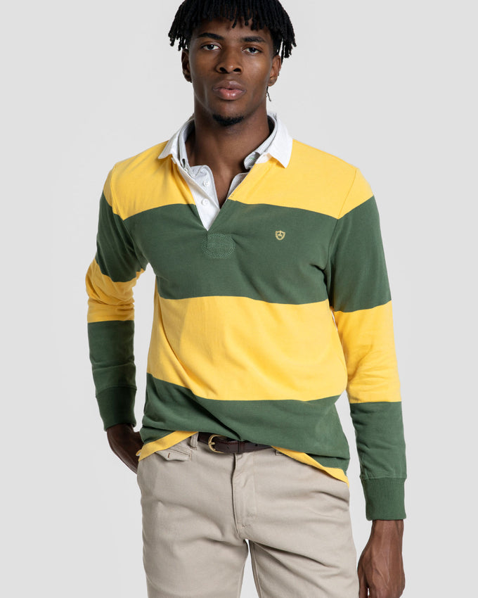 Polo Manga Larga Rayas Amarillo