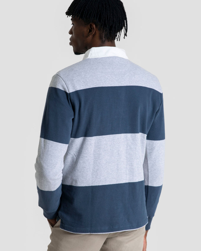 Polo Manga Larga Raya Ancha Gris