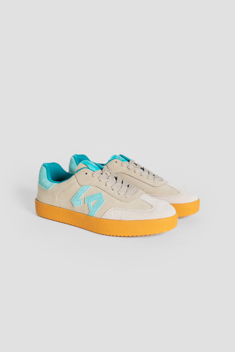 Taupe Sneakers with Turquoise