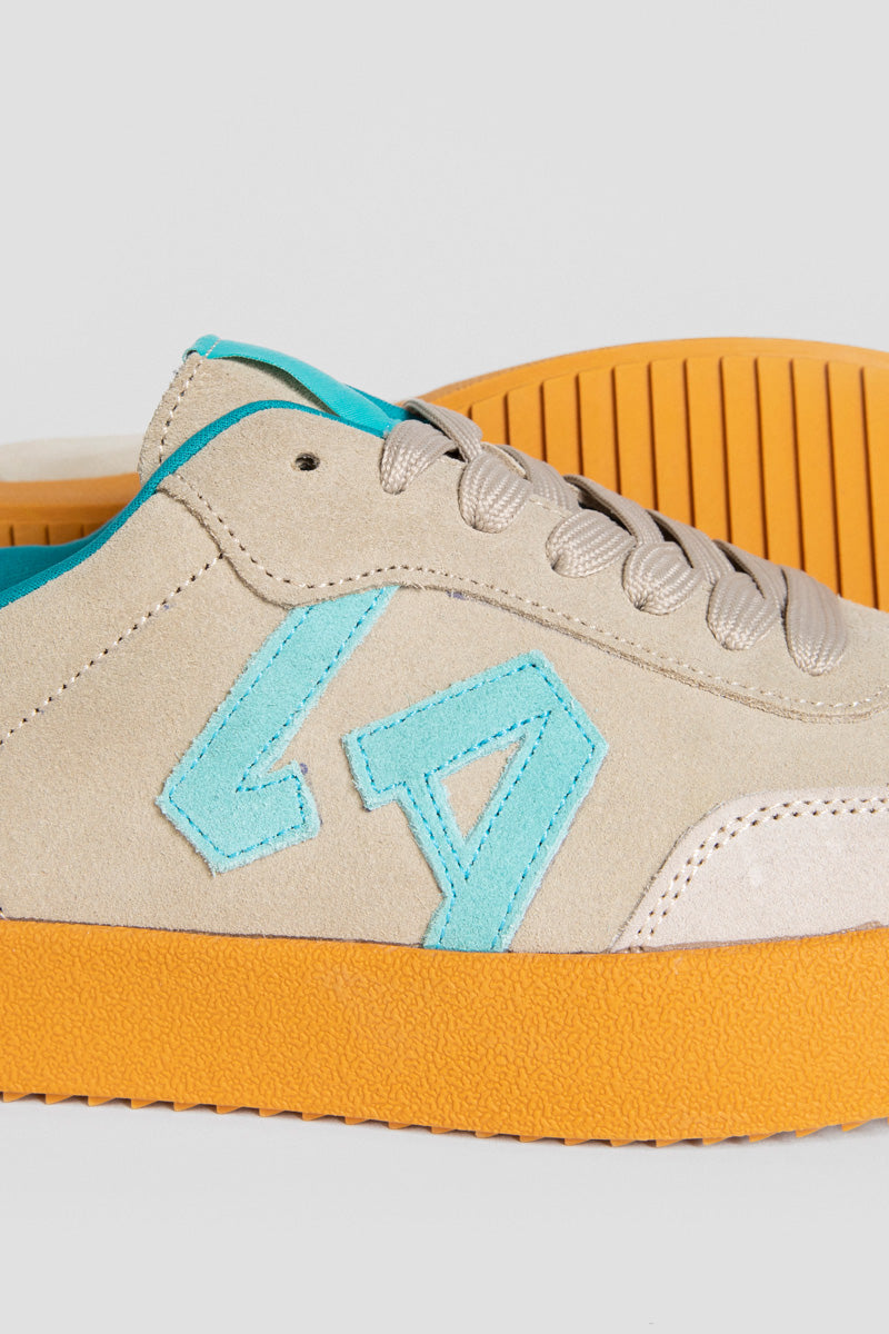 Taupe Sneakers with Turquoise