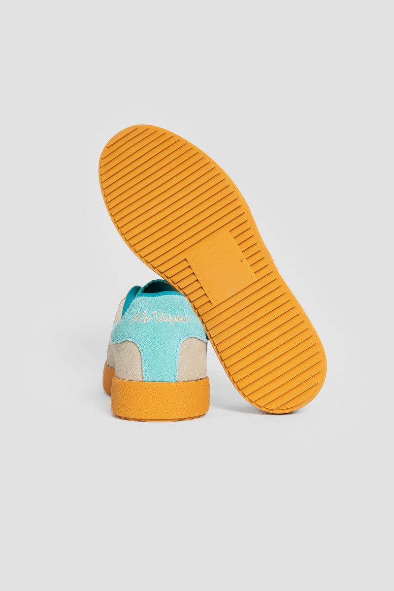 Taupe Sneakers with Turquoise