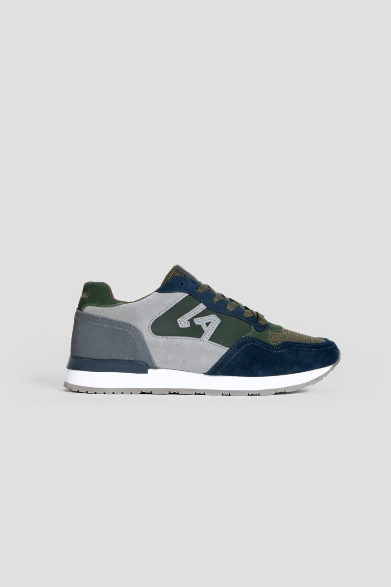 Khaki Green and Blue Sneakers