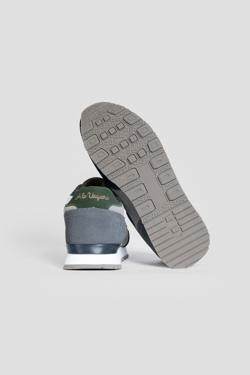 Khaki Green and Blue Sneakers