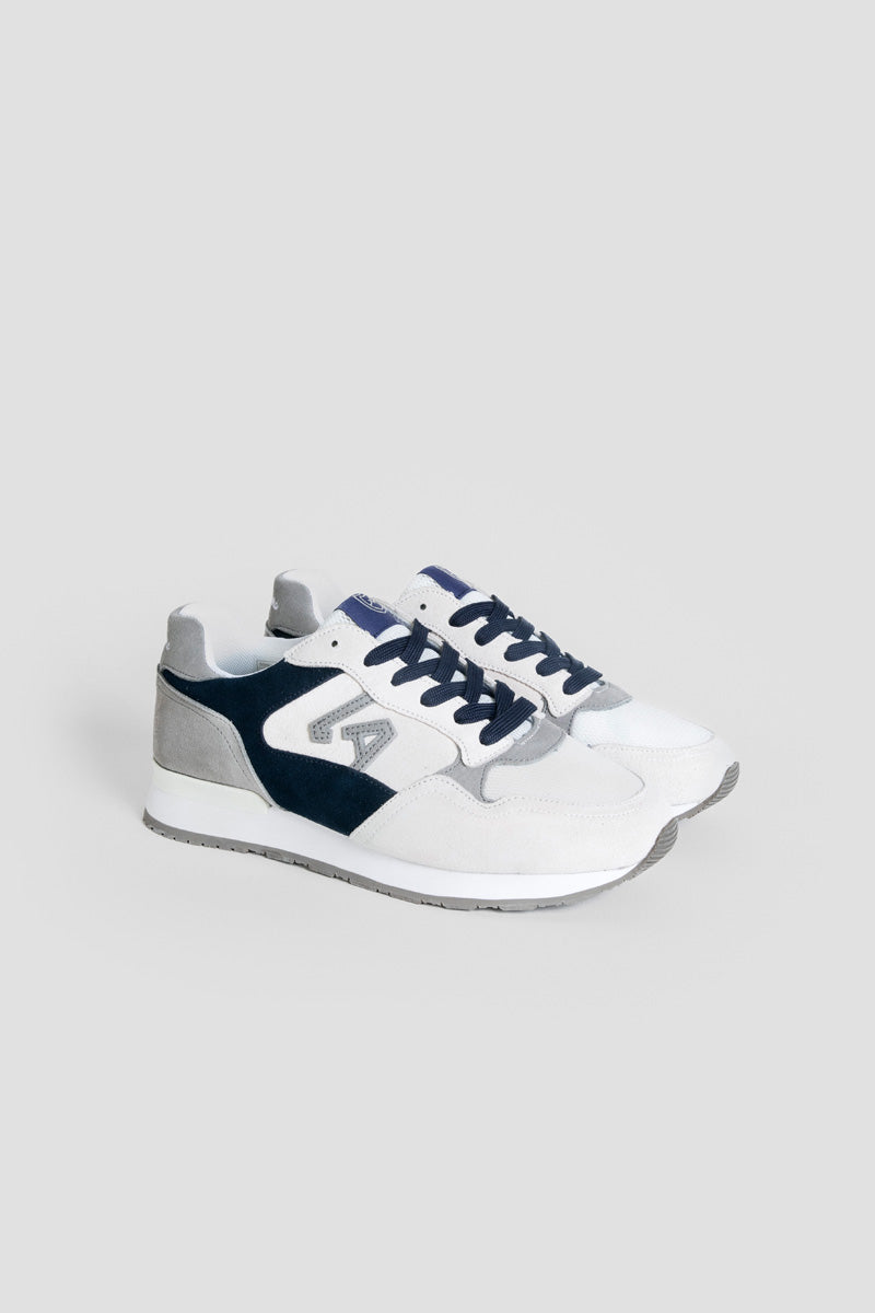 Zapatillas Deportivas Blancas con Azul y Gris para Hombre