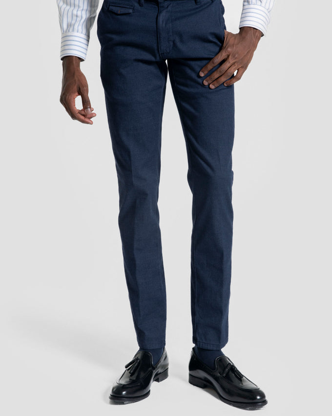 Calças chino masculinas azul-marinho