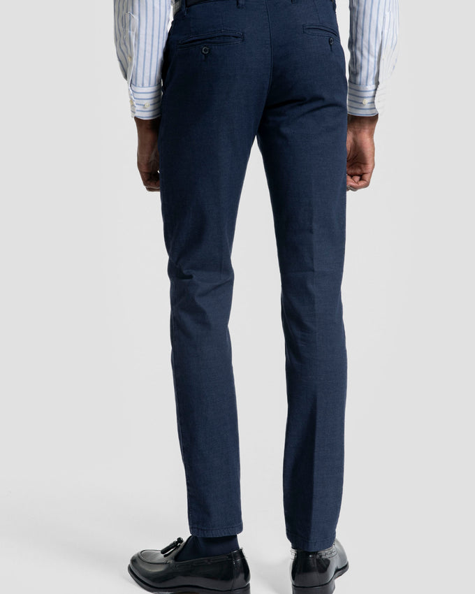 Calças chino masculinas azul-marinho