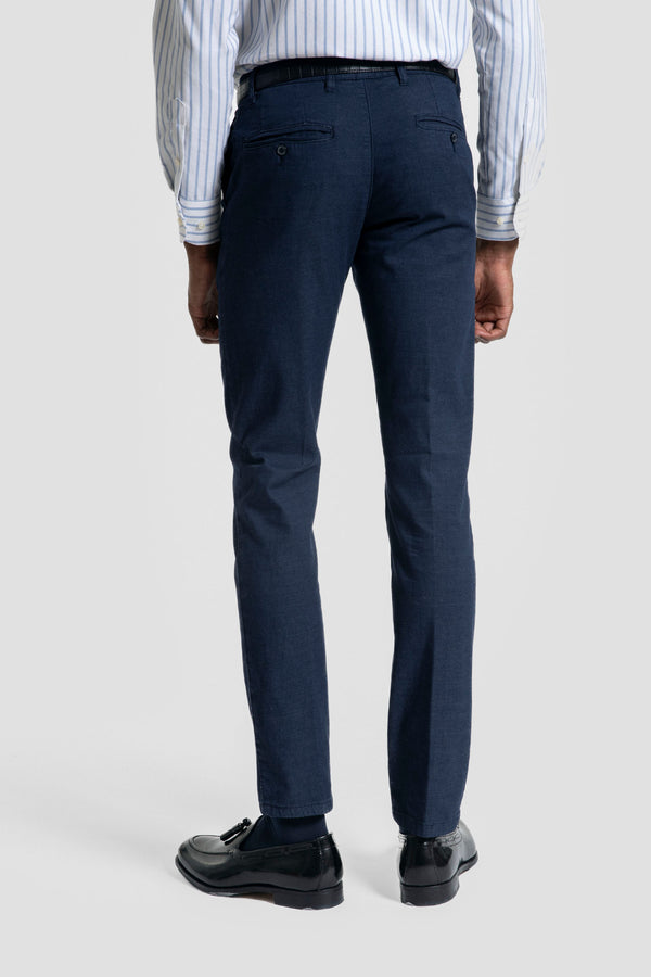 Calças chino masculinas azul-marinho