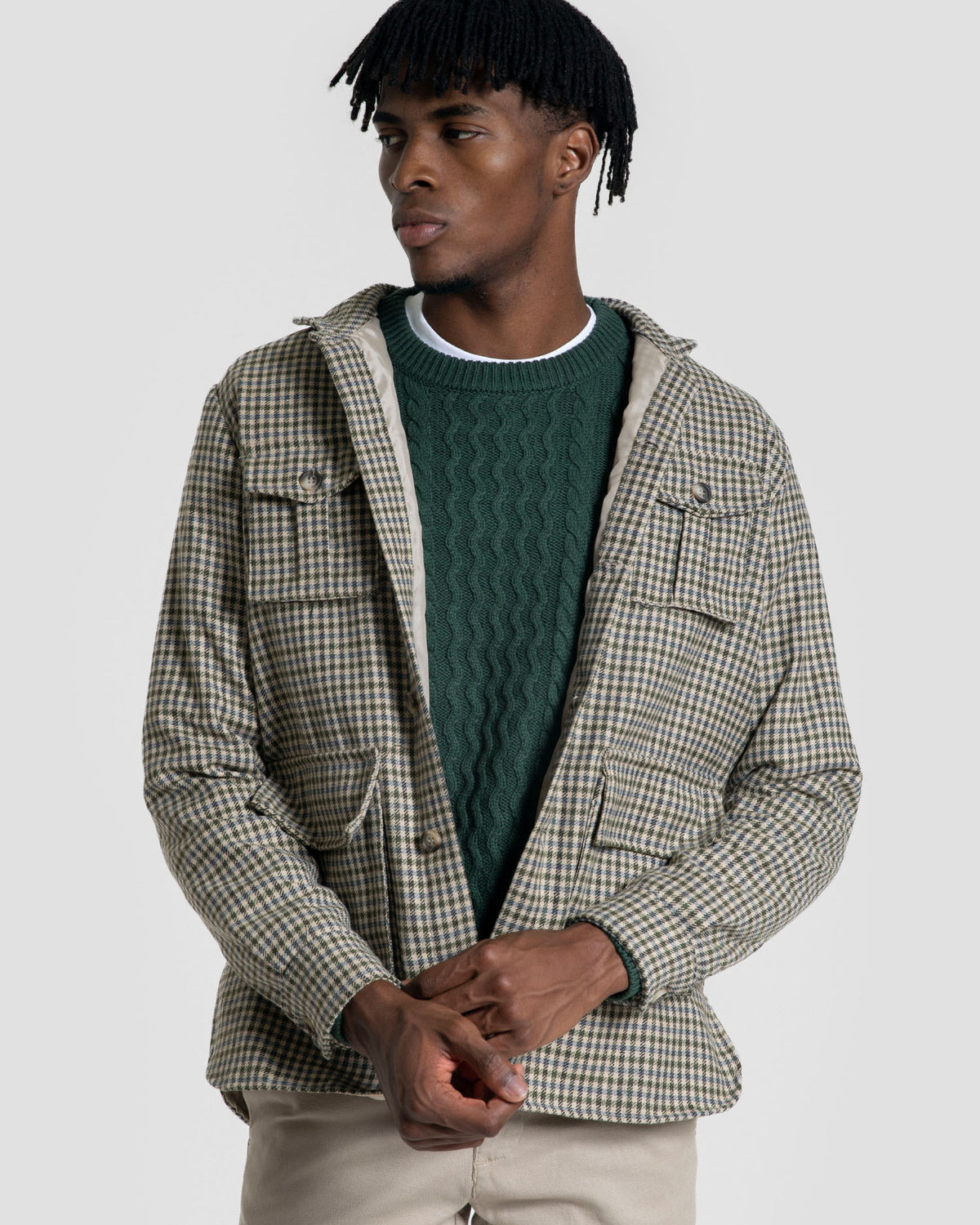 Khaki Plaid Overshirt