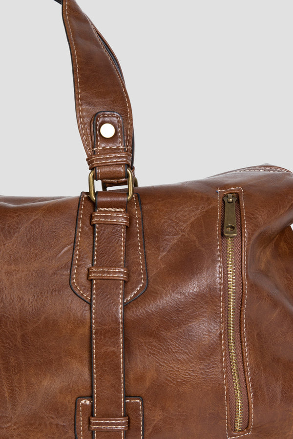 Bolso de Viaje para Hombre en Efecto Piel Marrón