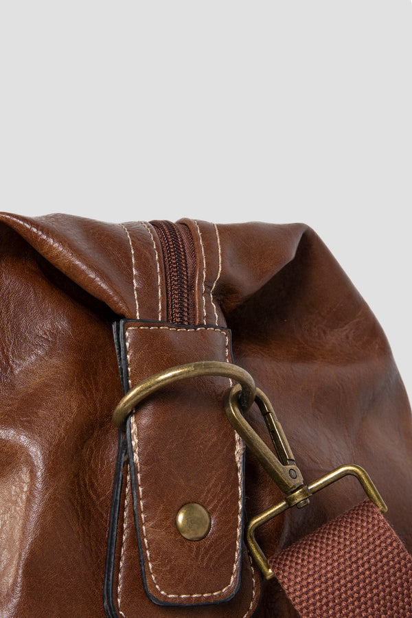 Bolso de Viaje para Hombre en Efecto Piel Marrón