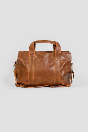Bolso Viaje Hombre Efecto Piel Marrón-Camel