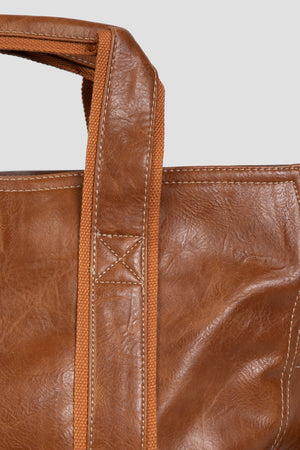 Bolso Viaje Hombre Efecto Piel Marrón-Camel