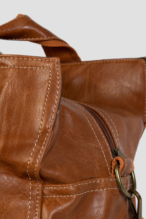 Bolso Viaje Hombre Efecto Piel Marrón-Camel