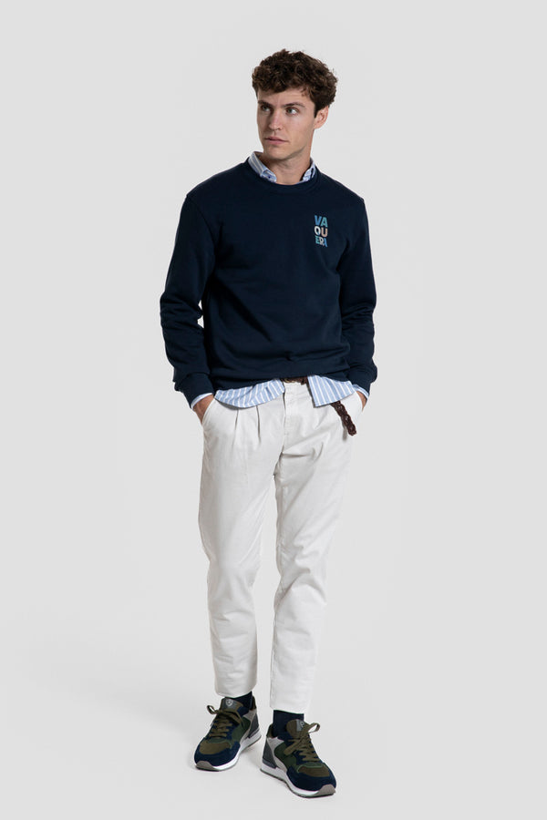 Sudadera Azul Marino Estampado Vaquera