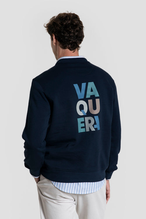 Sudadera Azul Marino Estampado Vaquera