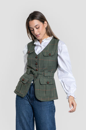 Chaleco de cuadros con cinturón
