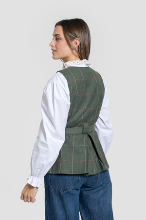 Chaleco de cuadros con cinturón