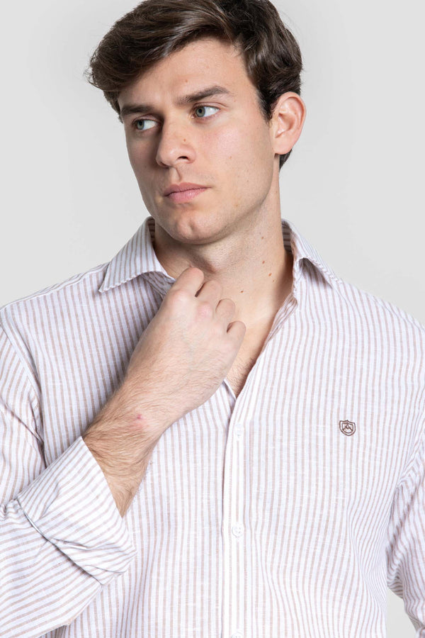 Camisa Rayas en Camel