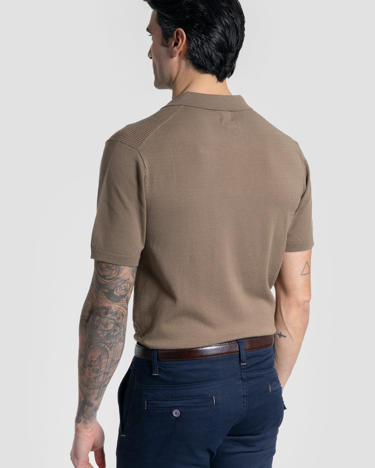 Textured Knitted Polo Shirt