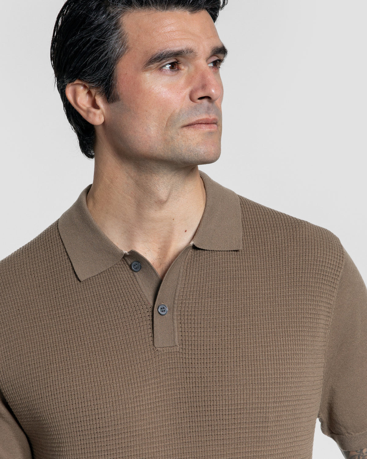 Textured Knitted Polo Shirt