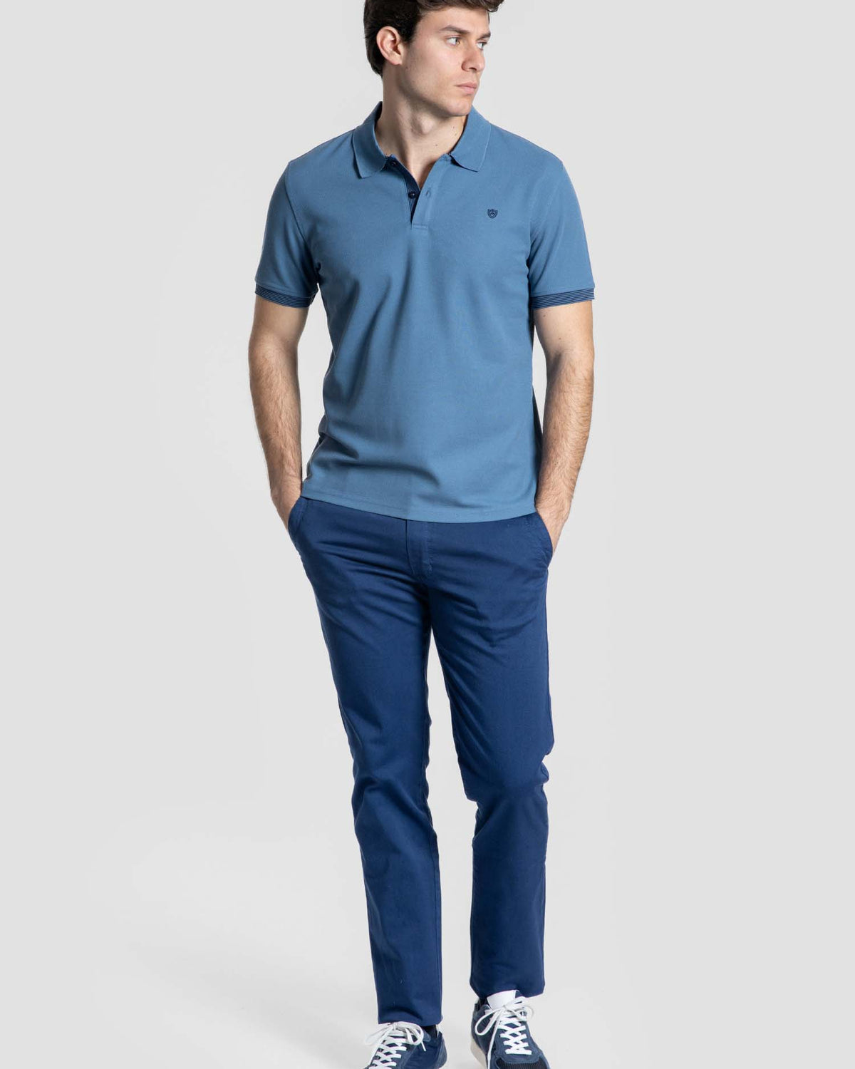 Calças Chino Carcela Azul-Turquesa