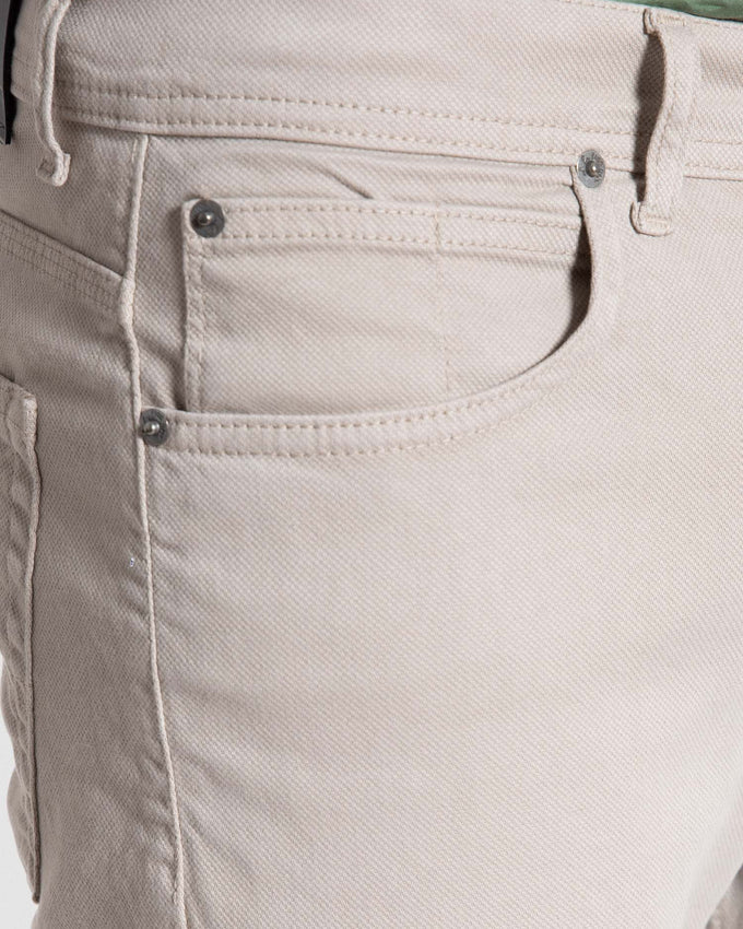 Calças com Estrutura Cinco Bolsos Bege
