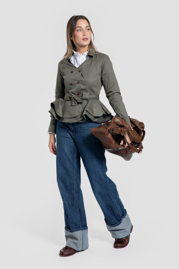 Chaqueta Peplum Kaki