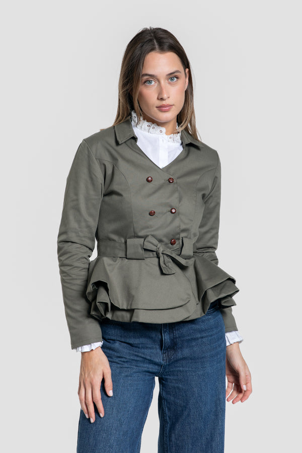 Chaqueta Peplum Kaki