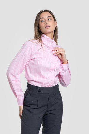 Blusa Cuello Alto Rayas Rosa
