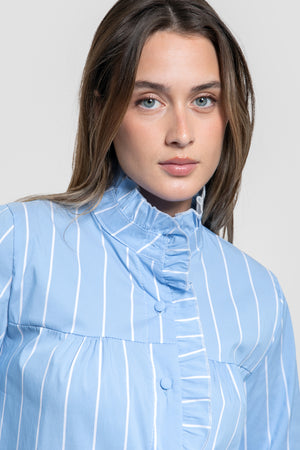 Blusa Cuello Alto Celeste