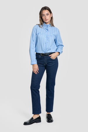 Blusa Cuello Alto Celeste