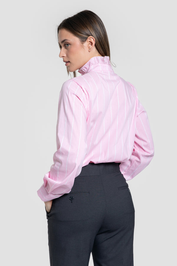 Blusa Cuello Alto Rayas Rosa