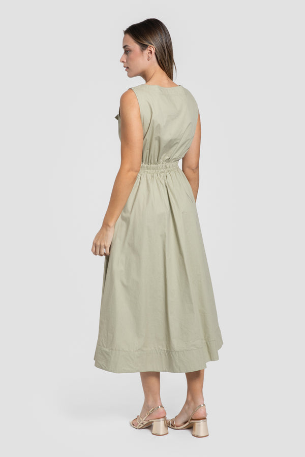 Vestido Cinturón Kaki