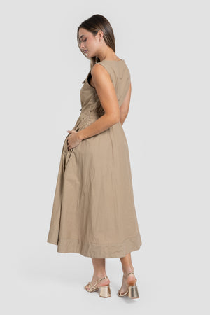 Vestido Cinturón Camel